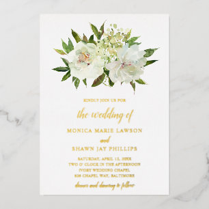 White Ivory Neutral Floral Wedding Gold
