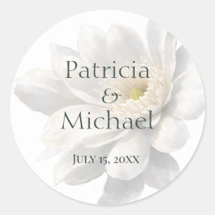 White Ivory Quiet Luxury Romantic Elegant Wedding Classic Round Sticker