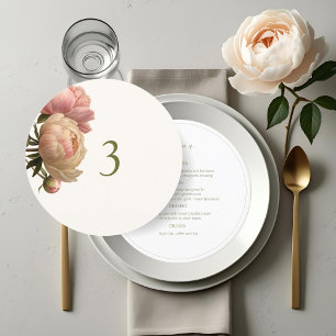 White & Ivory Rose Table No & Menu Round
