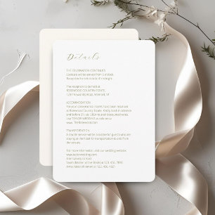 White & Ivory Script Minimal Wedding Detail Enclosure Card