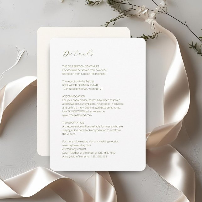 White & Ivory | Script Minimal Wedding Detail  Enclosure Card (Creator Uploaded)