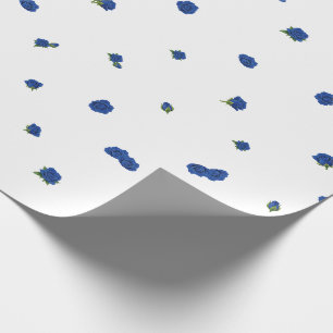 White Japanese Blue Rose Floral Design Wrapping Paper