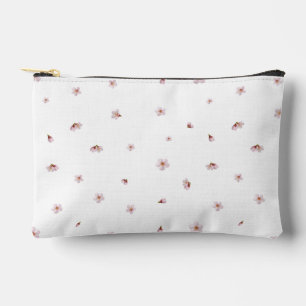 White Japanese Cherry Blossom Floral Pattern Accessory Pouch