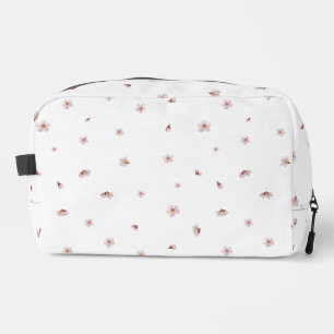 White Japanese Cherry Blossom Floral Pattern Dopp Kit