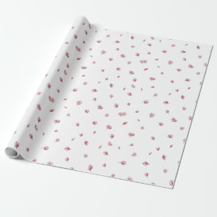 White Japanese Pink Tulip Floral Pattern Wrapping Paper