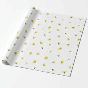 White Japanese Winter Cosmos Floral Pattern Wrapping Paper