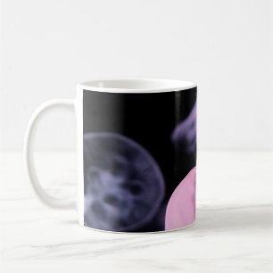 WHITE JELLYFISH IN WATER WITH BLACK BACKGROUND COFFEE MUG