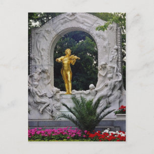 White Johann Strauss Monument, Vienna, Austria flo Postcard