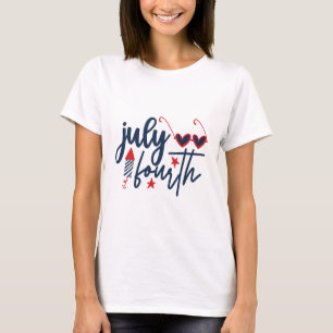 White July Fourth Fireworks Shirt