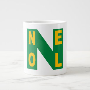 White Jumbo Stripe NOEL Design Large Coffee Mug