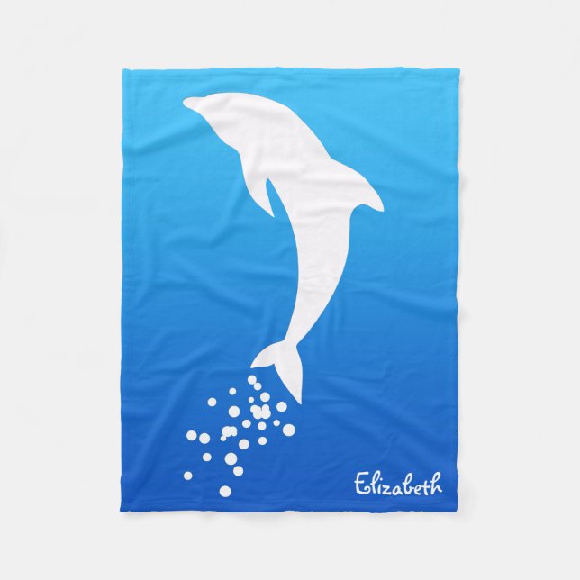 White Jumping Dolphin With Bubbles Blanket (Front)