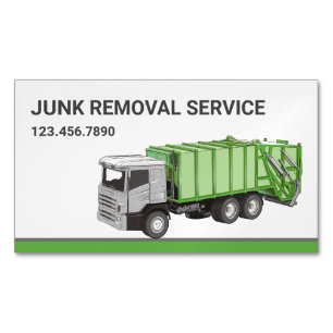 White Junk Removal Service Garbage Truck Magnetic Business Card