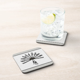 White Kanji Pixel Art Fan Coaster