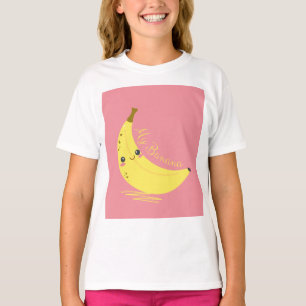 white kids half sleeve T-Shirt with banana design