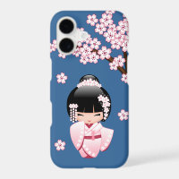White Kimono Kokeshi Doll - Cute Geisha Girl