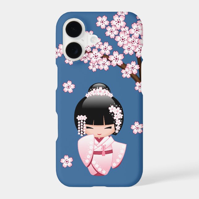 White Kimono Kokeshi Doll - Cute Geisha Girl (Back)