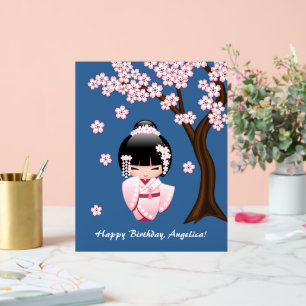 White Kimono Kokeshi Doll - Cute Geisha Girl Acrylic Sign