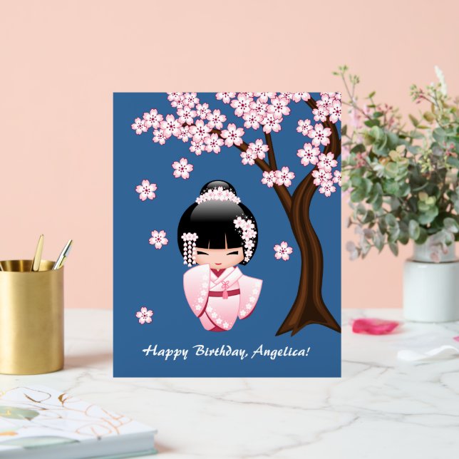 White Kimono Kokeshi Doll - Cute Geisha Girl Acrylic Sign (Wedding)