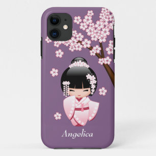 White Kimono Kokeshi Doll - Cute Geisha Girl iPhone 11 Case