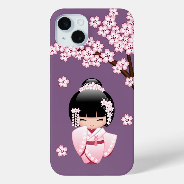 White Kimono Kokeshi Doll - Cute Geisha Girl Case-Mate iPhone Case (Back)