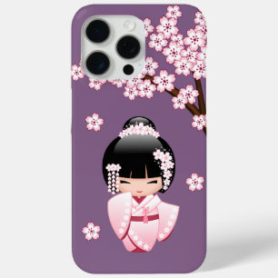White Kimono Kokeshi Doll - Cute Geisha Girl iPhone 15 Pro Max Case