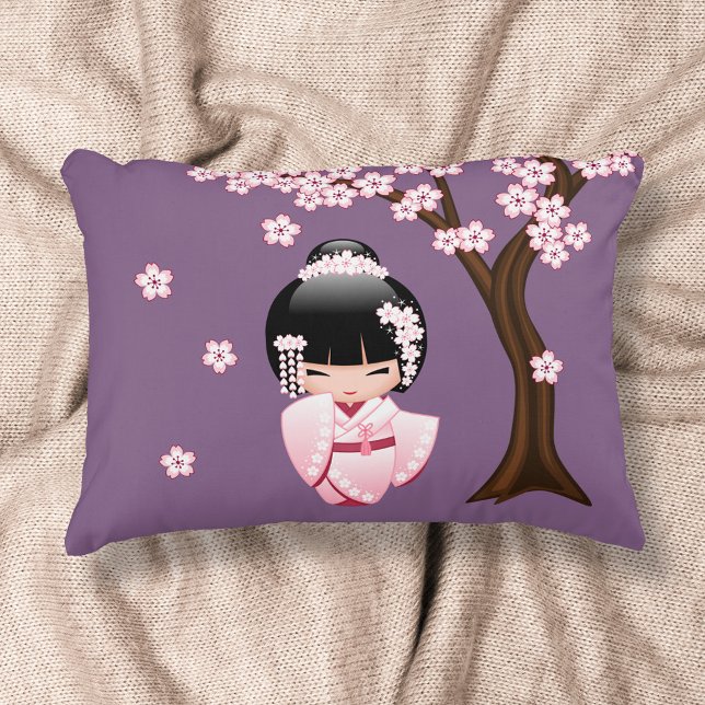 White Kimono Kokeshi Doll - Cute Geisha Girl Decorative Cushion (Creator Uploaded)