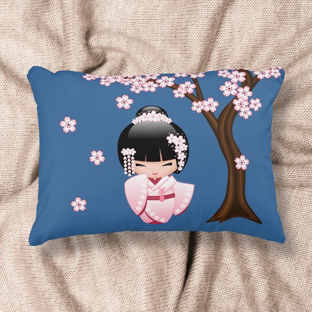 White Kimono Kokeshi Doll - Cute Geisha Girl Decorative Cushion (Creator Uploaded)