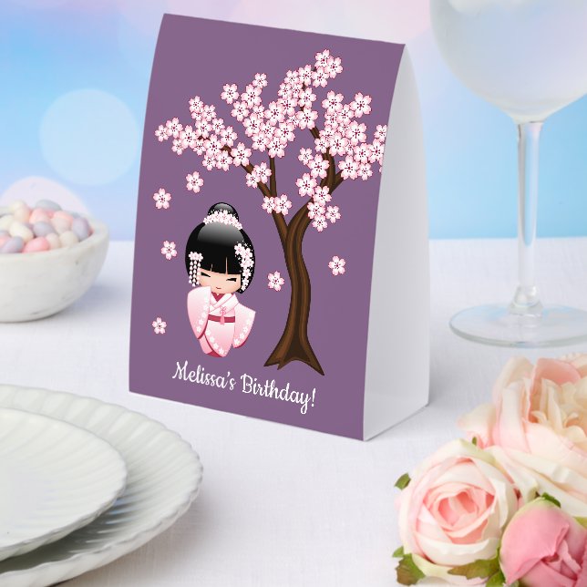 White Kimono Kokeshi Doll Cute Geisha Girl Purple (Insitu(Wedding))