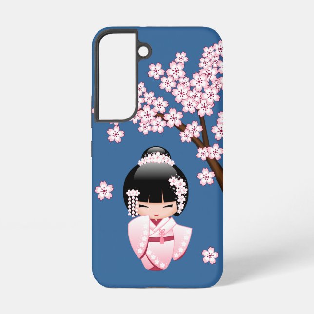 White Kimono Kokeshi Doll - Cute Geisha Girl Samsung Galaxy S22 Case (Back)