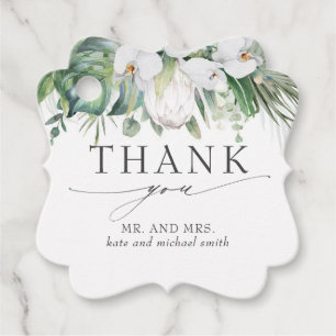 White King Protea Orchids Wedding Thank You Favour Tags