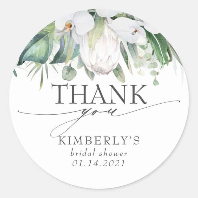 White King Protea Tropical Elegant Thank You Classic Round Sticker (Front)