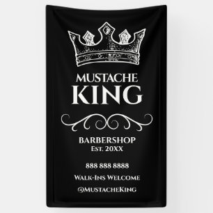 White King's Crown and Moustache Barbershop Banner
