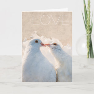 White Kissing Doves - Love customisable Card
