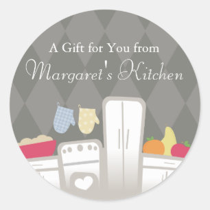 white kitchen fruit dough bakery package sticke... classic round sticker