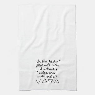 White Kitchen Towel Witch Pagan Incantation Symbol
