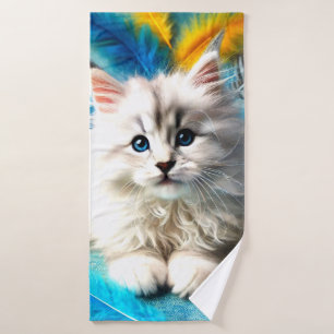White Kitten Bath Towel