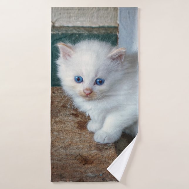 White Kitten Bath Towel Set (Bath Towel)