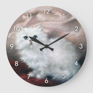 White Kitten, Carl Kahler Large Clock