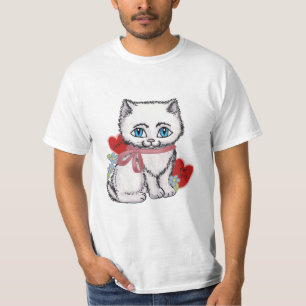 White Kitten Cat Valentine t-shirt
