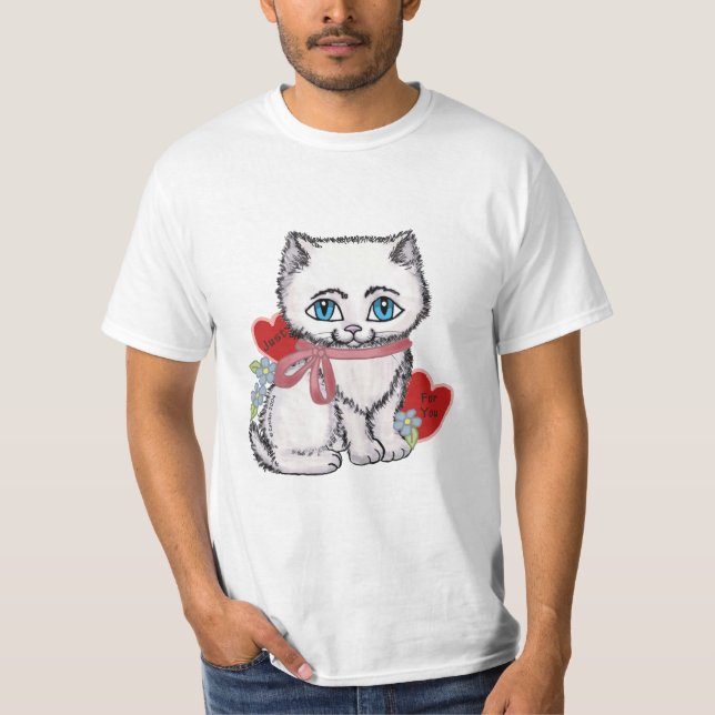 White Kitten Cat Valentine t-shirt (Front)
