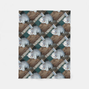 White Kitten Fleece Blanket
