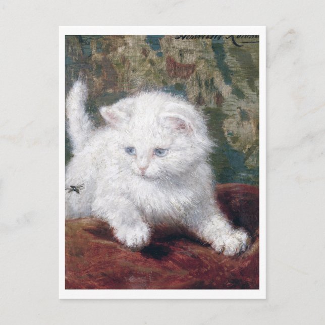 White Kitten, Henriette Ronner-Knip Postcard (Front)