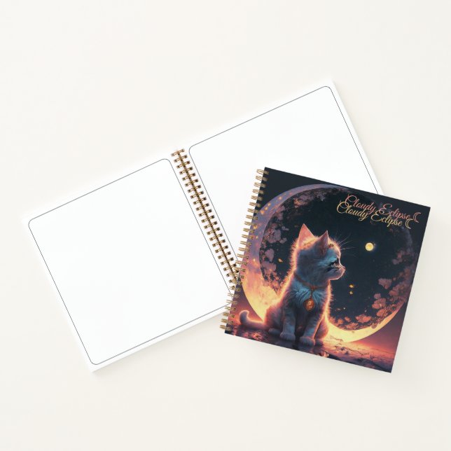 White Kitten Moon Spiral Notebook (Inside)