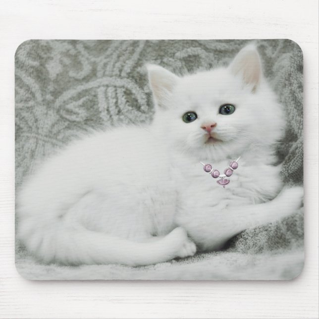 White Kitten Mouse Mat (Front)