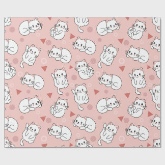 White Kitten Seamless Design   Wrapping Paper