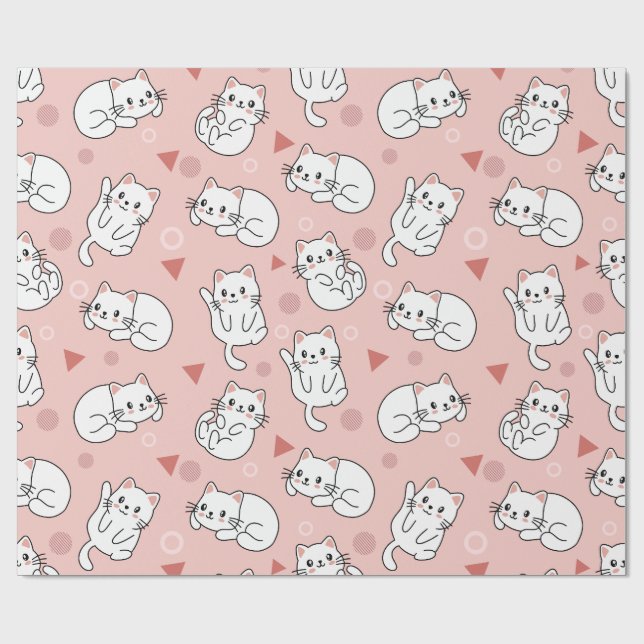 White Kitten Seamless Design   Wrapping Paper (Flat)