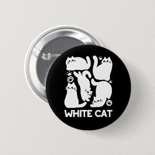White Kitten Silhouettes - Cute Feline Design 6 Cm Round Badge