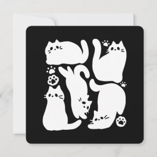 White Kitten Silhouettes - Cute Feline Design Holiday Card