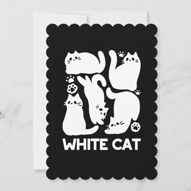 White Kitten Silhouettes - Cute Feline Design Holiday Card (Front)