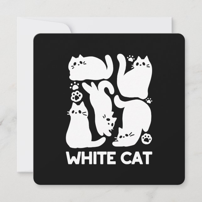 White Kitten Silhouettes - Cute Feline Design Holiday Card (Front)